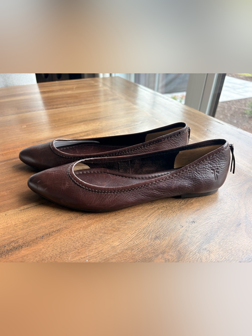 Never Worn! Frye Regina Dark Brown Leather Pointed-Toe Flats